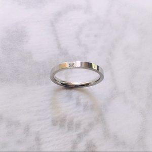 Minimalist Thin Band Titanium Steel 1MM Crystal Gemstone Ring | Choose Color